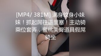 [MP4/ 381M] 满身纹身小妹妹！抓起屌往逼里塞！主动骑乘位套弄，蜜桃美臀道具假屌骑坐