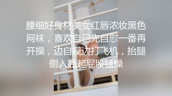 腰细好身材美女红唇浓妆黑色网袜，喜欢自己先自慰一番再开操，边自摸边打飞机，抬腿侧入翘起屁股猛操