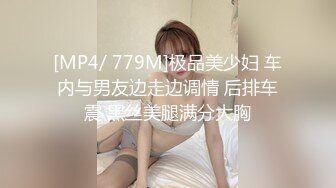 [MP4/ 779M]极品美少妇 车内与男友边走边调情 后排车震 黑丝美腿满分大胸