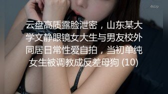 云盘高质露脸泄密，山东某大学文静眼镜女大生与男友校外同居日常性爱自拍，当初单纯女生被调教成反差母狗 (10)